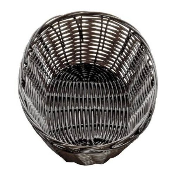 BREAD BASKET WOVEN PLASTIC DARK BROWN ROUND – 220 X 200MM
