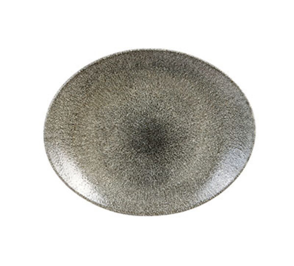 RAKU QUARTZ BLACK – OVAL COUPE PLATE – 31.7 X 25.5CM (12)