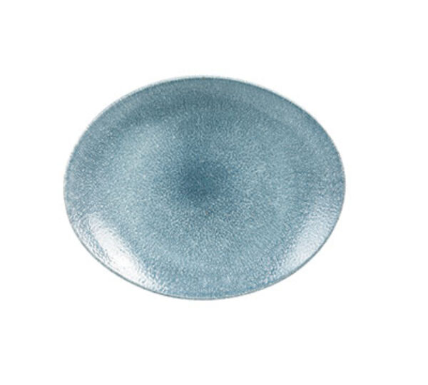 RAKU TOPAZ BLUE – OVAL COUPE PLATE – 31.7 X 25.5CM (12)