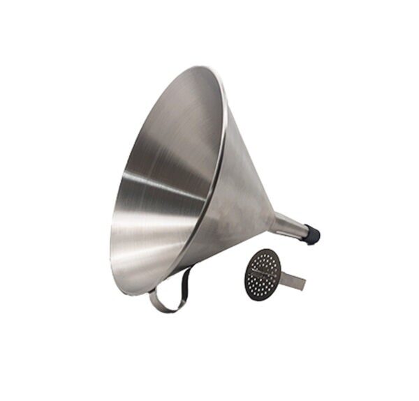 FUNNEL ROUND S/STEEL WITH REMOVABLE STRAINER – 200MM