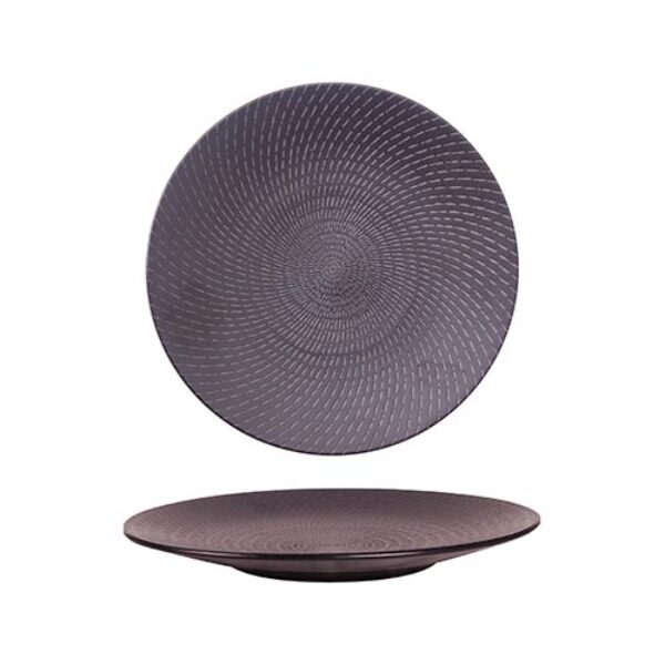 BLACK SWIRL – ROUND COUPE PLATE – 23.5CM (24)
