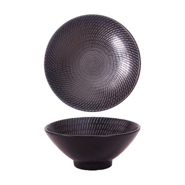 BLACK SWIRL – ROUND V-BOWL – 15.5CM (12)