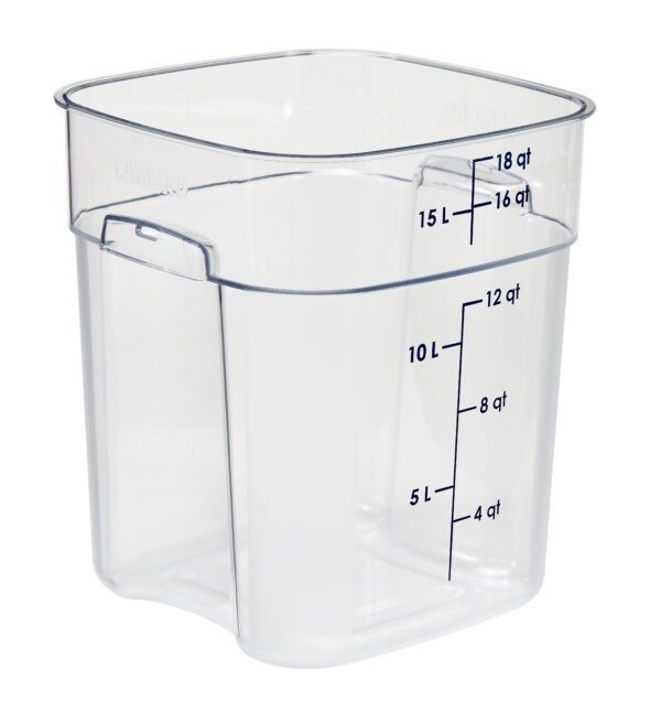 SQUARE POLYCARBONATE STORAGE CONTAINER CLEAR 18 LTR