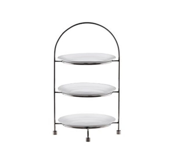 TEA CAKE STAND 3 TIER – 18/10 S/STEEL (27CM PLATES NOT INCLUDED) L256 X W256 X H421MM