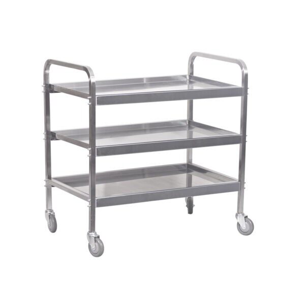 TEA TROLLEY S/STEEL HEAVY DUTY – 3 SHELF 930MM X 905MM X 560MM – 25KG