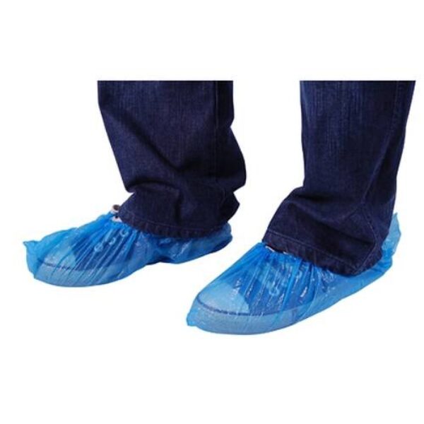 DISPOSABLE PLASTIC SHOE COVERS – BLUE PACK OF 100