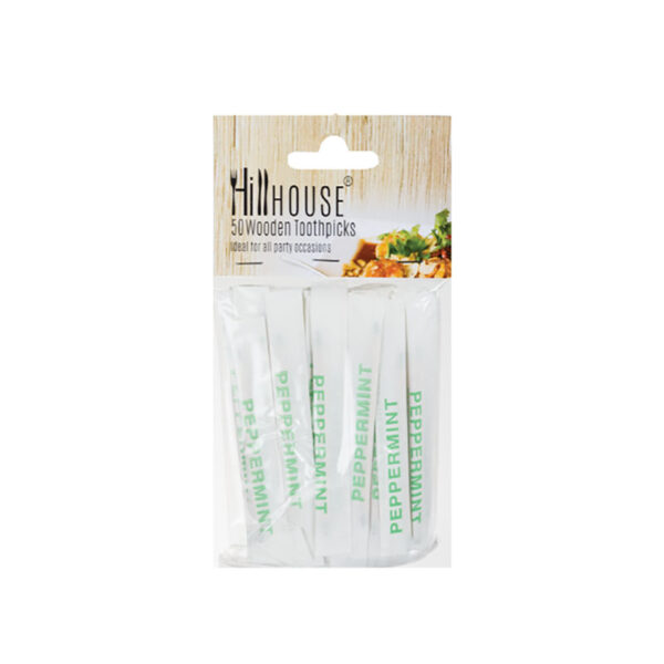 Bulk Pack 10 X Toothpicks Wooden 50pc Wrap Mint