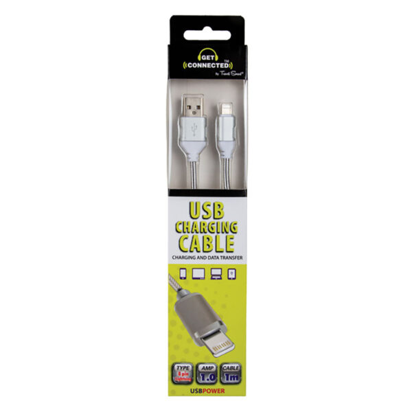 Aluminium USB Cable Charger - With Lightning Connection - 1 Meter