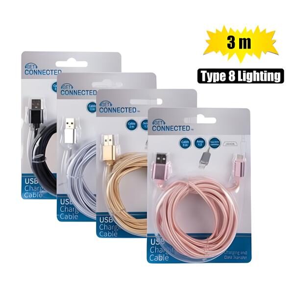 USB Cable Charger - With Lightning Connection - 3 Meter