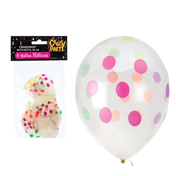 Transparent Dotty Balloons - 6-Piece