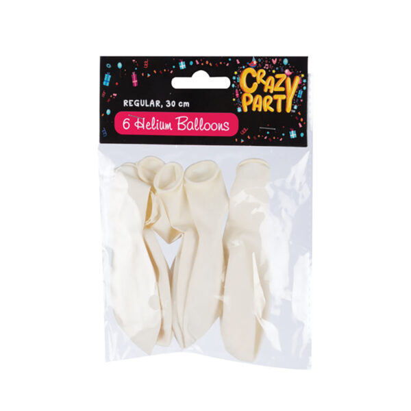 Balloon Suitable For Helium - 6-Pack, White