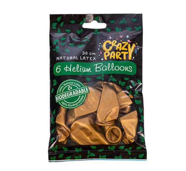 Balloons Helium 6Pc Biodegrable Gold