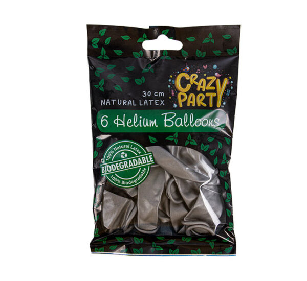 Balloons Helium 6Pc Biodegrable Silver