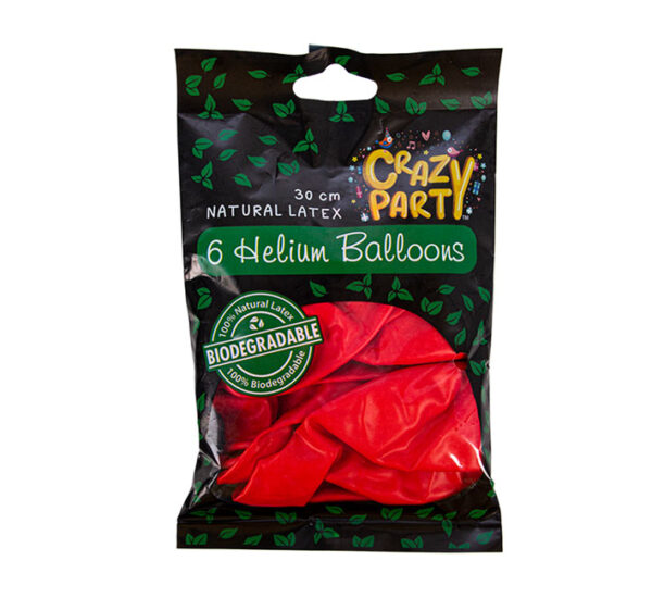Balloons Helium 6Pc Biodegrable Red