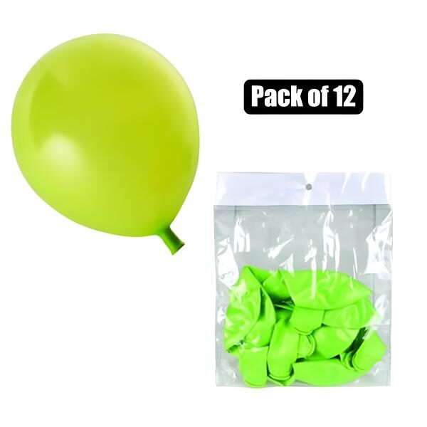 Bulk Pack 12 X Balloon Suitable For Helium - 1-Piece, Metallic, Light Green