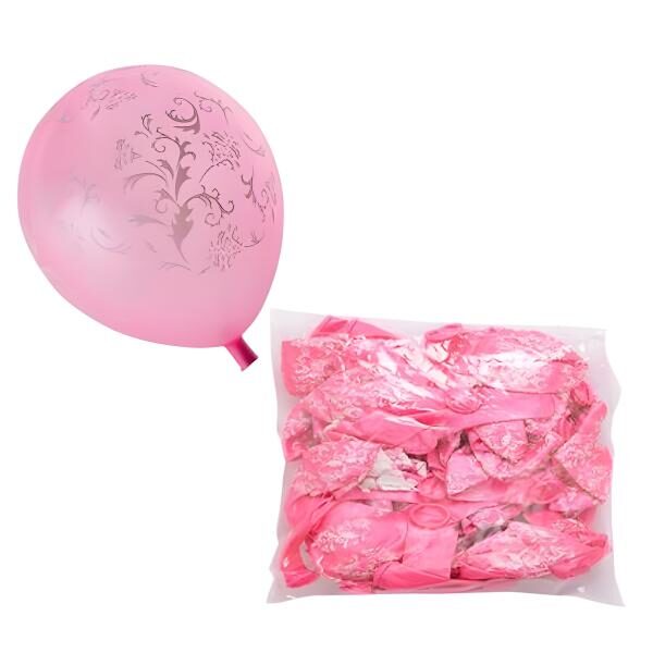 Bulk Pack 12 X Balloon Suitable For Helium, Printed – 1-Piece, Patterned, Pink