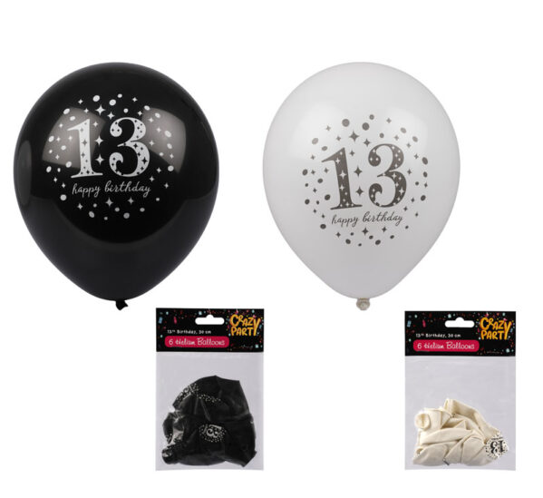 Balloons Helium 6Pc Milestone 13 F-01