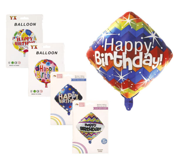 Bulk Pack 5 X Balloon Suitable For Helium, Foil - 1-Piece, Birthday, Assorted, 44cm