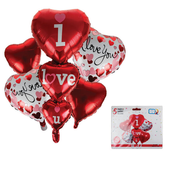 Balloons Helium Vday Bouquet 5pc
