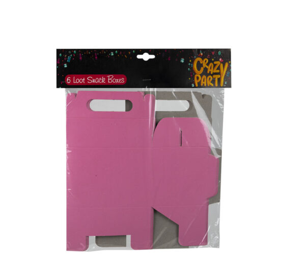 Party Loot Snack Box 6Pce Pink - 150x150x100mm