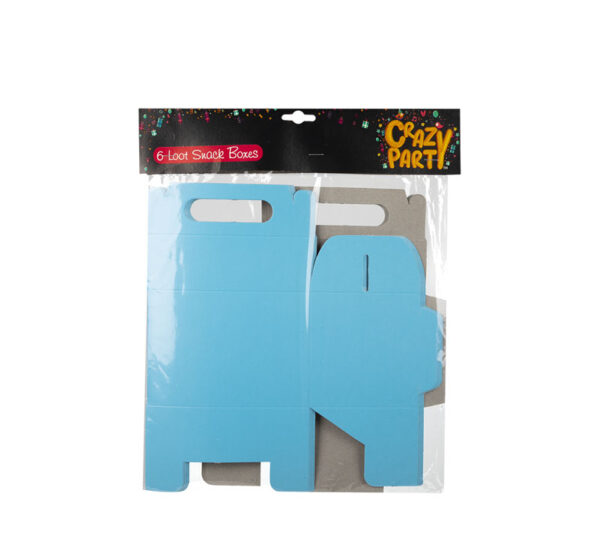 Party Loot Snack Box 6Pce Blue - 150x150x100mm