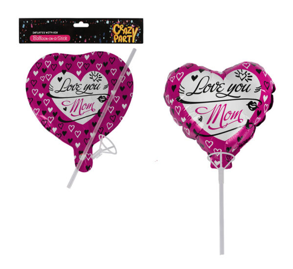 Balloon W/Stick Air Inflate Mom - 32cm