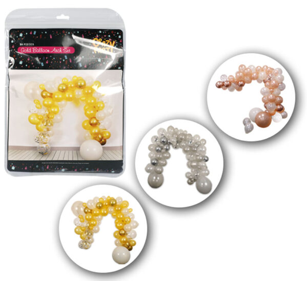 Balloon Arch Decor Pack Sil/Gld/Rgd 85Pc