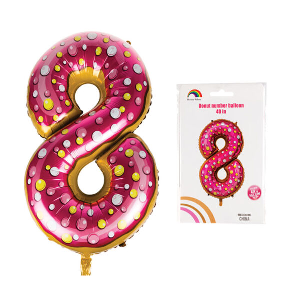 Donut Helium Balloon - Foil Number 8, 101cm