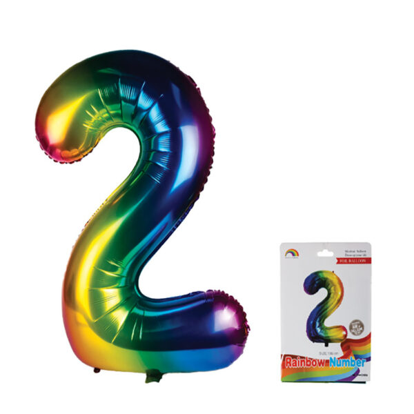 Rainbow Helium Balloon - Foil Number 2, 106cm