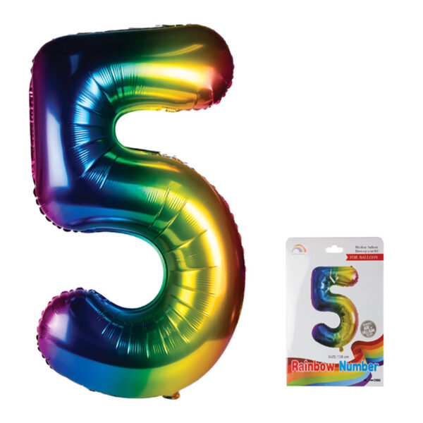 Rainbow Helium Balloon - Foil Number 5,106cm