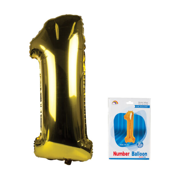 Gold Helium Balloon - Foil Number 1, 106cm