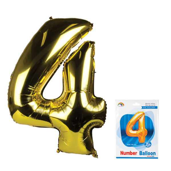 Gold Helium Balloon - Foil Number 4,106cm