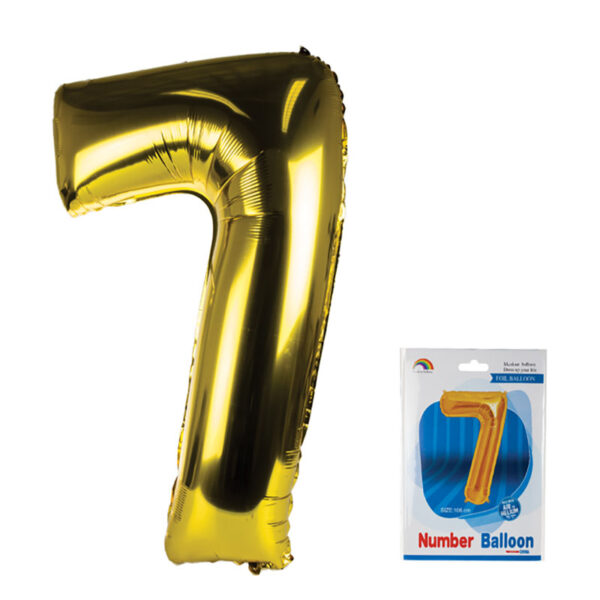Gold Helium Balloon - Foil Number 7, 106cm