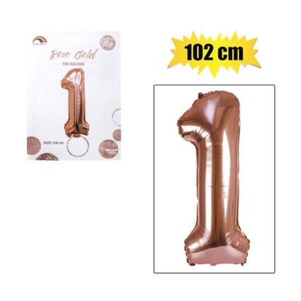 Balloon Helium Foil Rose Gold Nr. 1 102cm