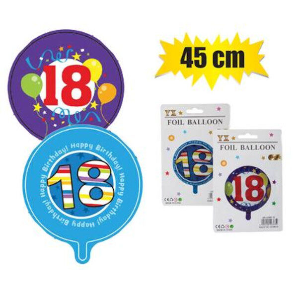 Milestone Foil Helium Balloon - Nr. 18, 45cm