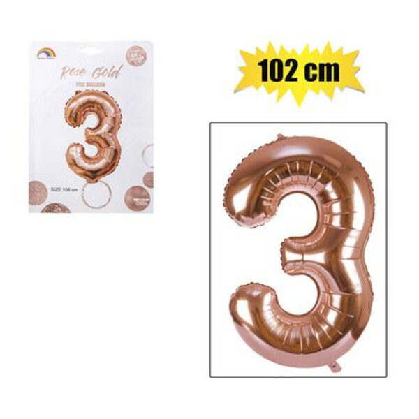 Balloon Helium Foil Rose Gold Nr. 3 102cm