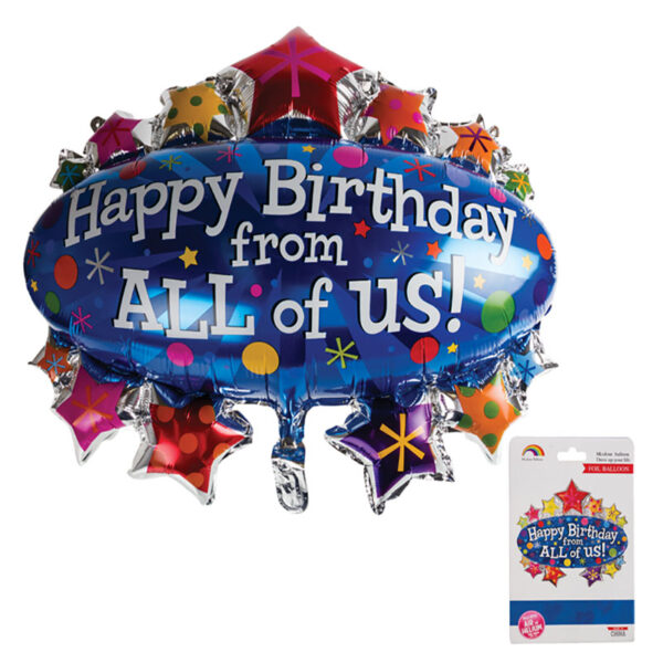 Happy Birthday From All Of Us - Helium Foil Balloon, 1m