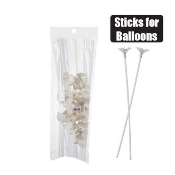Bulk Pack 24 X Balloon Stick And Cup - 1-Piece, White 90cnm
