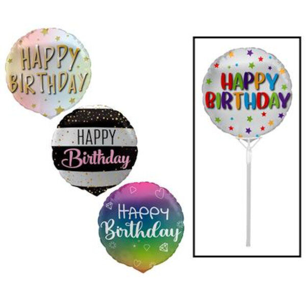 Balloons Air Fill With Stick Happy Bday Ast