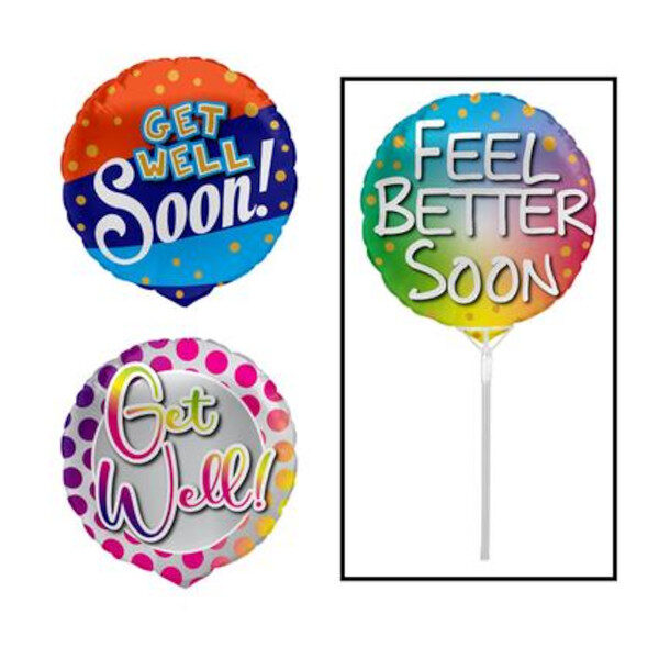 Balloon Air Fill With Stick Get Well
