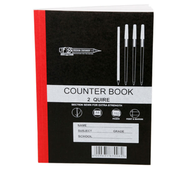 Bulk Pack 5 X Hard Cover A4 Counter Book - 192 Pages, Feint Ruled With Margin