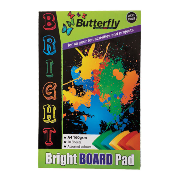 Marlin A4 Board Pad - 20 Sheets, 160gsm, Assorted Bright Colours