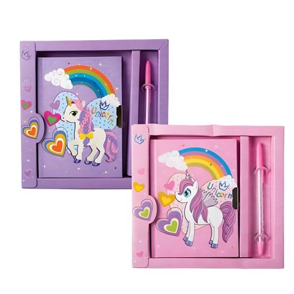 Novelty Unicorn Notebook With Pen - 19x18cm
