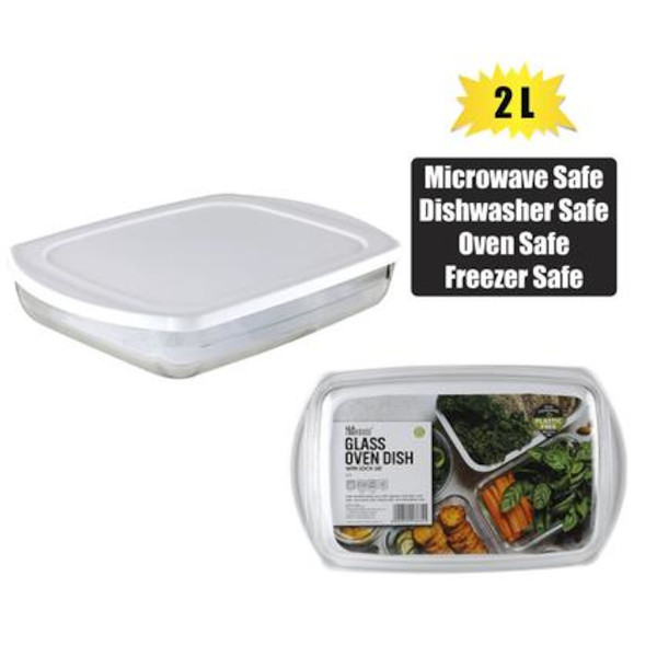 Glass Baking Dish 2L With Plastic Lid