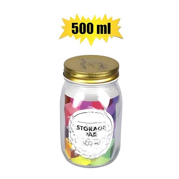 Embossed Glass Storage Jar - 500ml, 7.5 X 13cm
