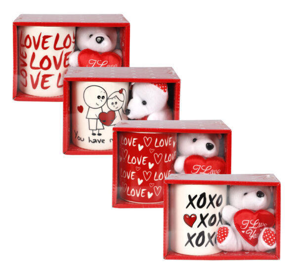 Love Mug With Plush – Assorted Designs And Hearts/Bears