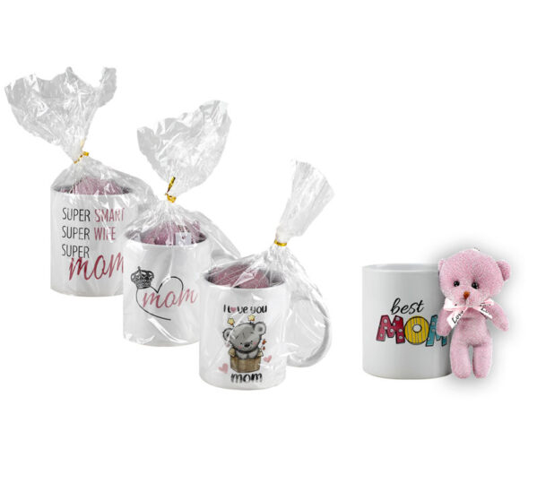 Mom Themed Mug With Teddy Bear - Assorted Designs
