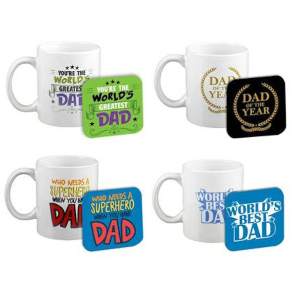 320ml Mug & Coaster Set "Father" - 2-Piece