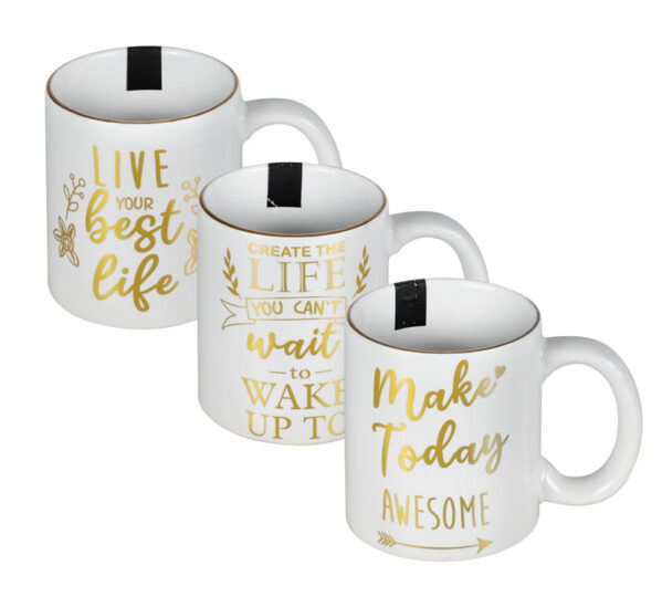 Mug Novelty Gold Print Motivational Assorted