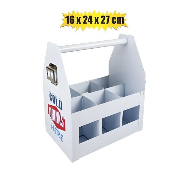Drinks Holder 6 Divided With Opener - 27cm X 24cm X 16cm